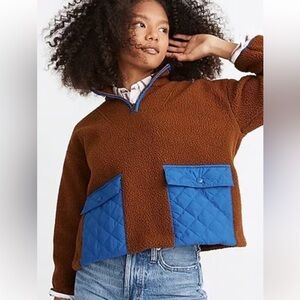 Madewell Brown Fleece Pullover, women’s xxs